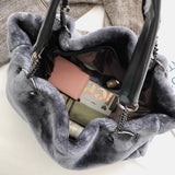 Faux Fur Women Shoulder Bag Casual Plush Lady Tote Handbag Chain Larger Capacity