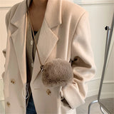 Faux Fur Women's Small Shoulder Messenger Bag Plush Ladies Mini Phone Bag