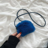 Faux Fur Women's Small Shoulder Messenger Bag Plush Ladies Mini Phone Bag