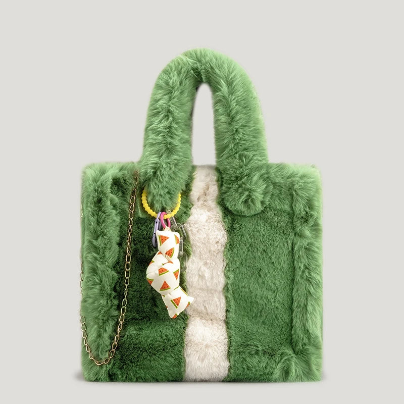 Faux Fur Women's Tote Bag Soft Plush Shoulder Messenger