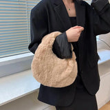 Faux Fur Women's Tote Bag Soft Plush Clutch Handbags Warm Purses Sac