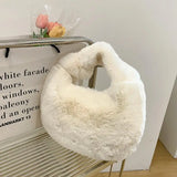 Faux Fur Women's Tote Bag Soft Plush Clutch Handbags Warm Purses Sac