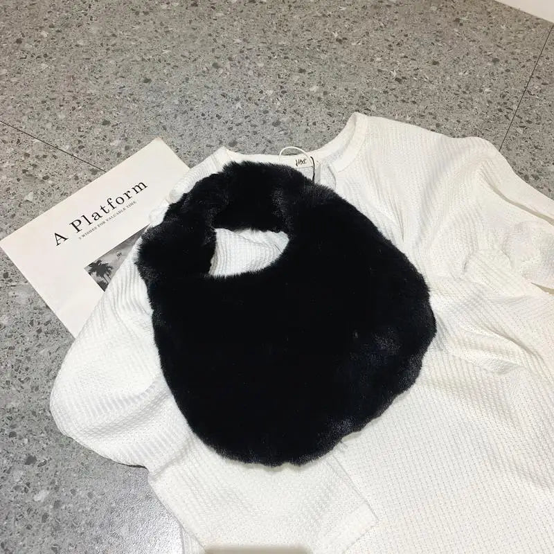 Faux Fur Women's Tote Bag Soft Plush Clutch Handbags Warm Purses Sac