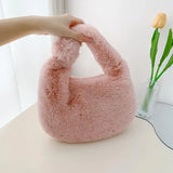 Faux Fur Women's Tote Bag Soft Plush Clutch Handbags Warm Purses Sac