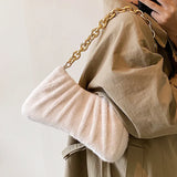 Faux Fur Fluffy Shoulder Bag with Chain Strap
