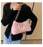 Faux Fur Fluffy Shoulder Bag with Chain Strap