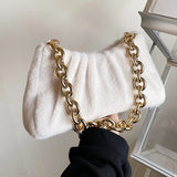 Faux Fur Fluffy Shoulder Bag with Chain Strap