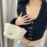 Faux Fur Women's Shoulder Bag Bucket Crossbody Clutch Purse