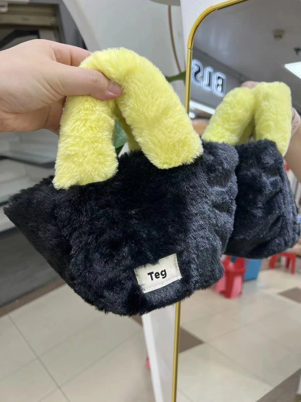 Faux Fur Women's Shoulder Bag Bucket Crossbody Clutch Purse