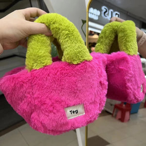 Faux Fur Women's Shoulder Bag Bucket Crossbody Clutch Purse