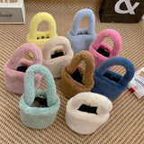 Faux Lamb Wool Top-handle Bag Soft Plush Ladies Fur Shoulder Winter Tote
