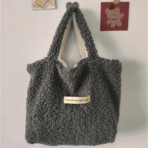 Soft Plush Women's Tote Bag Furry Shoulder Shopping Bag