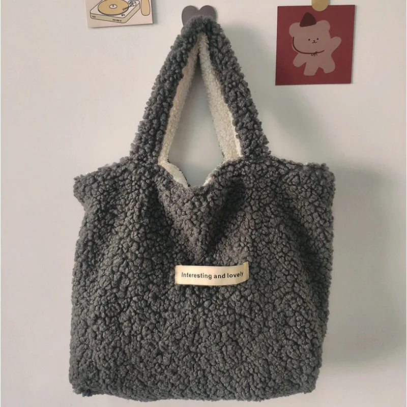 Soft Plush Women's Tote Bag Furry Shoulder Shopping Bag