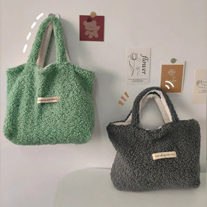 Soft Plush Women's Tote Bag Furry Shoulder Shopping Bag