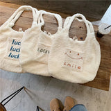 Faux Lamb Wool Women's Shoulder Bag Large Tote Handbags