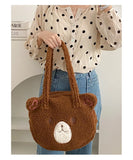 Bear Plush Shoulder Bag Soft Handbag Girls Tote