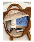 Bear Plush Shoulder Bag Soft Handbag Girls Tote