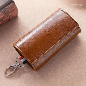 Faux Leather Key Case with Metal Hook Keychain