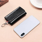 Faux Leather Key Case with Metal Hook Keychain