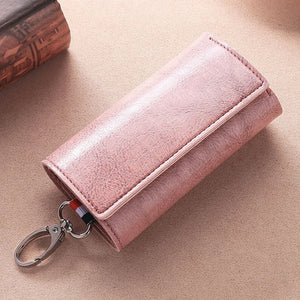 Faux Leather Key Case with Metal Hook Keychain