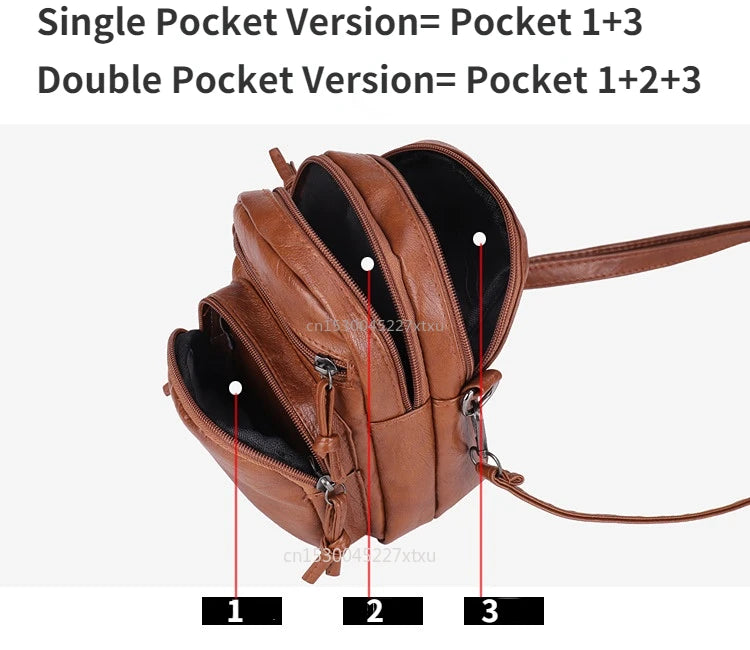 Vintage Shoulder Bag Crossbody Mini Phone Multi-Pocket