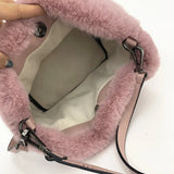 Faux Mink Fur Plush Ladies Shoulder Bucket Bags Crossbody Bag