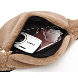 Faux Rabbit Fur Fanny Pack Waist Bag Winter Bum Bag Female Travel Hip Pouch