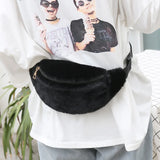 Faux Rabbit Fur Fanny Pack Waist Bag Winter Bum Bag Female Travel Hip Pouch