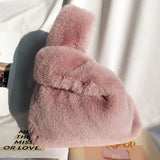 Faux Rabbit Fur Women's Furry Shoulder Bags Clutch Purse Soft Plush Tote