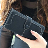 Vintage Frosted Buckle Long Wallet Matte Leather Lady Purse
