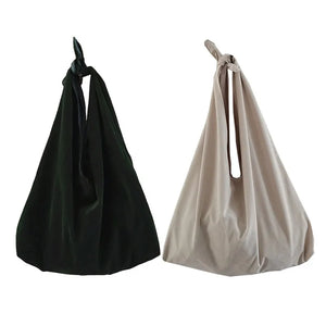 Retro Knotted Faux Suede Shoulder Bag Women Large Capacity Crossbody Handbag