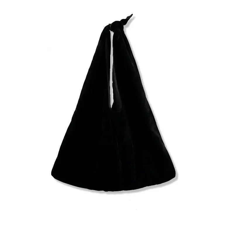 Retro Knotted Faux Suede Shoulder Bag Women Large Capacity Crossbody Handbag