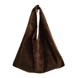 Retro Knotted Faux Suede Shoulder Bag Women Large Capacity Crossbody Handbag