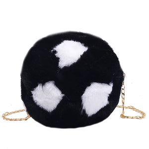 Faux Fur Women's Shoulder Bag Football Ladies Messenger Bag Female Handbag