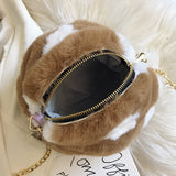 Faux Fur Women's Shoulder Bag Football Ladies Messenger Bag Female Handbag