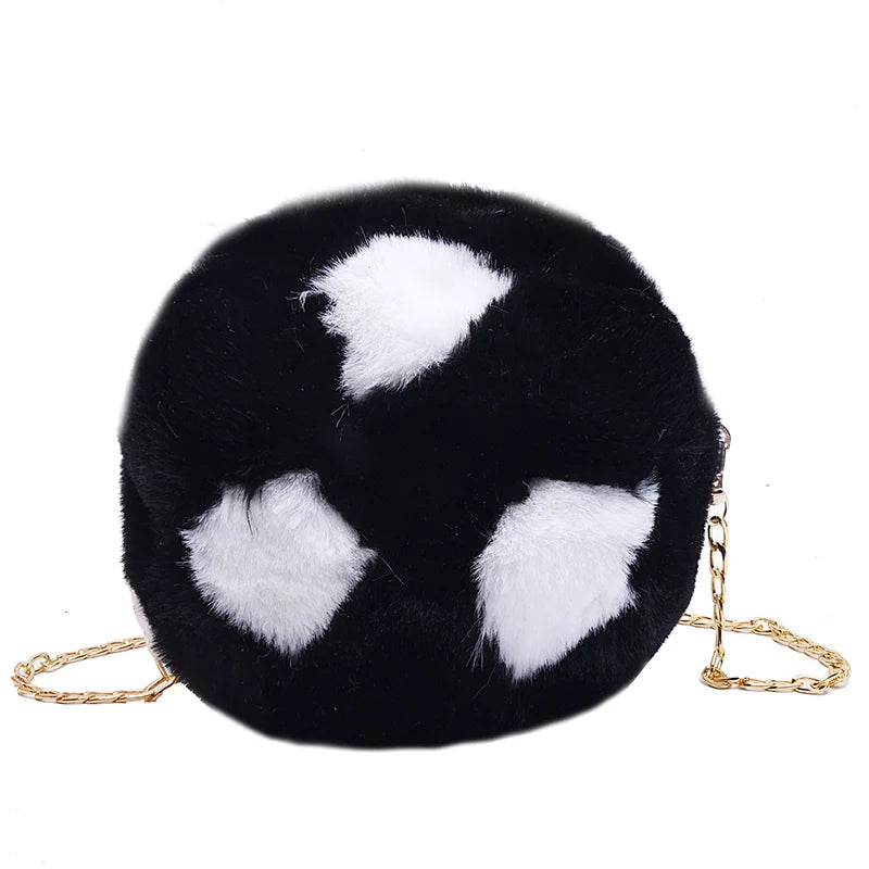 Faux Fur Women's Shoulder Bag Football Ladies Messenger Bag Female Handbag