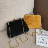 Faux Fur Women's Shoulder Bag Metal Chain Strap Messenger Bag