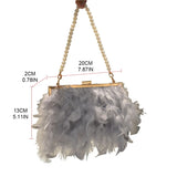 Ostrich Feather Handbag Evening Clutch Tote Party Money Bag