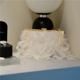 Ostrich Feather Handbag Evening Clutch Tote Party Money Bag