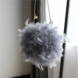 Circular Chain Shoulder Bag for Women Evening Party Plush Clutch Bags