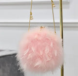 Circular Chain Shoulder Bag for Women Evening Party Plush Clutch Bags