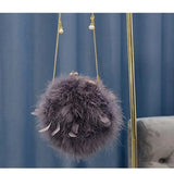 Circular Chain Shoulder Bag for Women Evening Party Plush Clutch Bags