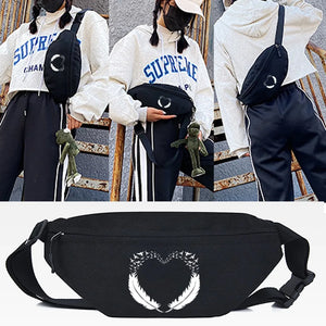 Feather Rose Arrow Print Waist Bag Chest Pack Women Men Crossbody Shoulder Bag