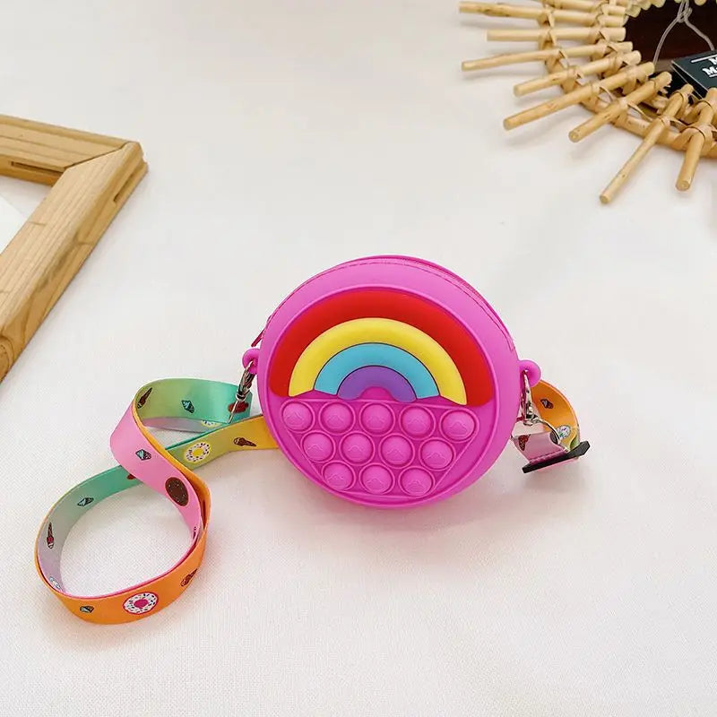 Rainbow Crossbody Bag Silicone Little Girls' Baby Small Bag