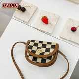 Red Plaid Small Handbag Girls Baby Crossbody Bag Princess Coin Purse