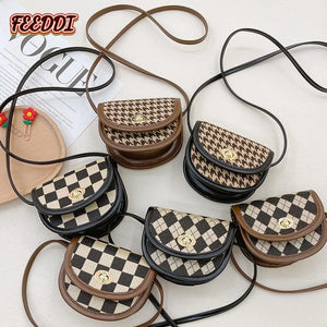 Red Plaid Small Handbag Girls Baby Crossbody Bag Princess Coin Purse