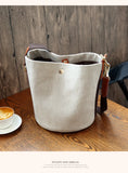 Canvas Bucket Women Shoulder Bag Beige