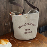 Canvas Bucket Women Shoulder Bag Beige