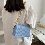 Women's Striped Shoulder Bag Small Crossbody Flap Handbag