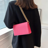 Women's Striped Shoulder Bag Small Crossbody Flap Handbag
